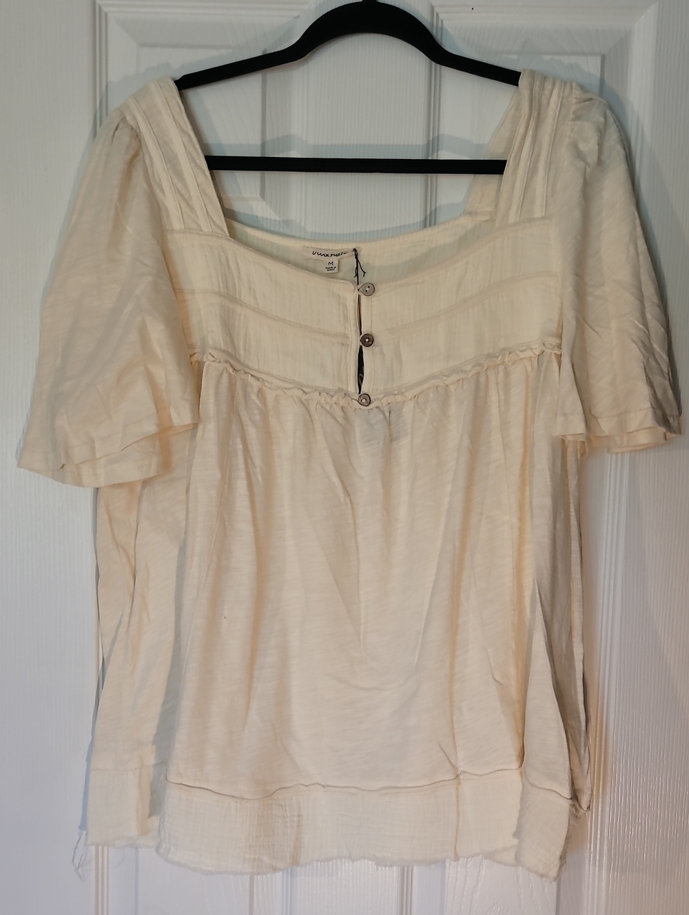 Oli & Hali Light Cream Ballon Short-Sleeve  Blouse -